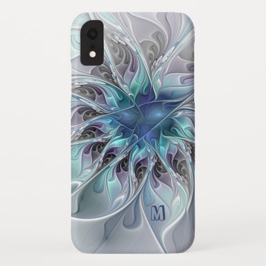 Abstracte matige fractale ventilator met blauw mon Case-Mate iPhone case (Achterkant)