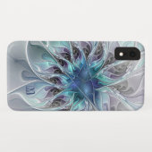 Abstracte matige fractale ventilator met blauw mon Case-Mate iPhone case (Achterkant (horizontaal))