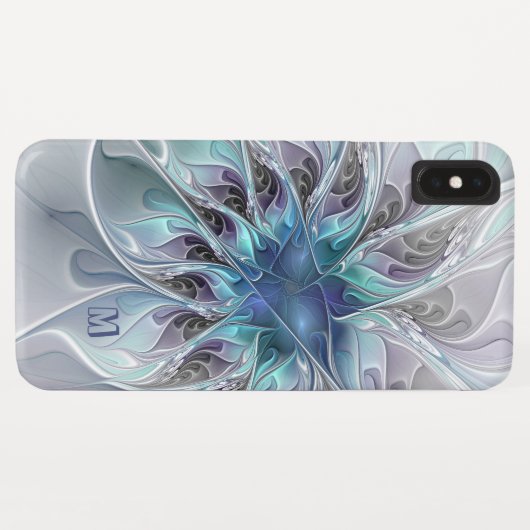 Abstracte matige fractale ventilator met blauw mon Case-Mate iPhone case (Achterkant (horizontaal))