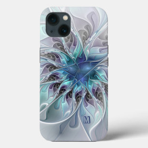 Abstracte matige fractale ventilator met blauw mon Case-Mate iPhone case
