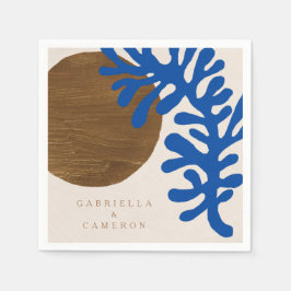 Abstracte Matisse Blue Brown Custom Name Wedding Servet