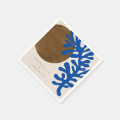 Abstracte Matisse Blue Brown Custom Name Wedding Servet (Hoek)