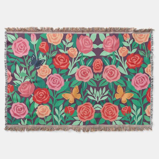 Abstracte Matisse Rozen Vlinders Dekens Deken (Voorkant)