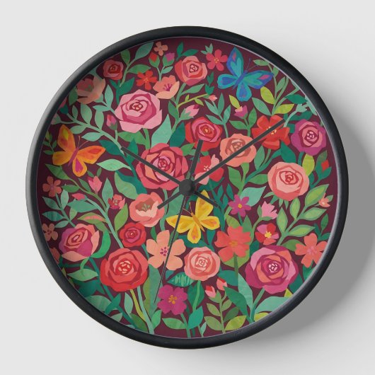 Abstracte Matisse Rozen Vlinders Kunst Klokken (Voorkant)