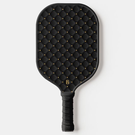 Abstracte matte zwarte vierkante textuur pickleball paddle (Voorkant)