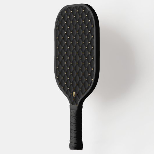 Abstracte matte zwarte vierkante textuur pickleball paddle (Links)