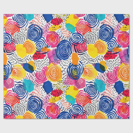Abstracte Maximalist Kleurrijk Cadeaupapier (Vlak)