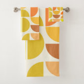 Abstracte medio-eeuwse moderne cirkels oranje geel bad handdoek (Insitu)