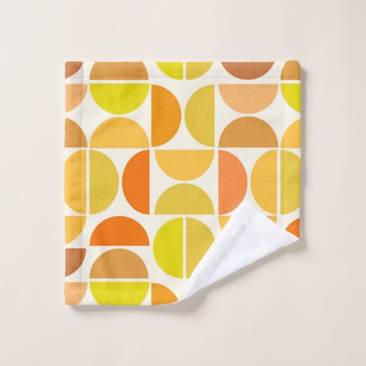 Abstracte medio-eeuwse moderne cirkels oranje geel bad handdoek (Wasdoekje)