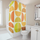 Abstracte medio-eeuwse moderne cirkels oranje geel douchegordijn (In situ)