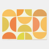 Abstracte medio-eeuwse moderne cirkels oranje geel inpakpapier vel (Voorkant 2)