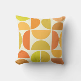 Abstracte medio-eeuwse moderne cirkels oranje geel kussen