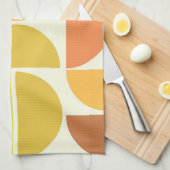 Abstracte medio-eeuwse moderne cirkels oranje geel theedoek (Quarter Fold)