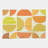 Abstracte medio-eeuwse moderne cirkels oranje geel theedoek (Horizontaal)