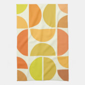Abstracte medio-eeuwse moderne cirkels oranje geel theedoek (Verticaal)
