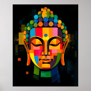 Abstracte mediterende Boeddha moderne kunst schild Poster