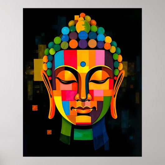 Abstracte mediterende Boeddha moderne kunst schild Poster (Voorkant)