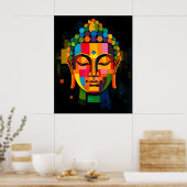 Abstracte mediterende Boeddha moderne kunst schild Poster (Keuken)