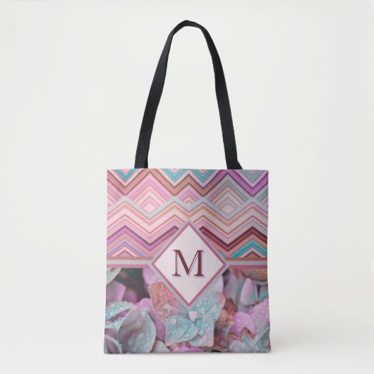 Abstracte meerkleuren Zig Zag Stripes Tote Bag (Voorkant)