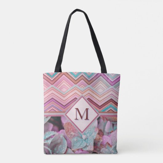 Abstracte meerkleuren Zig Zag Stripes Tote Bag (Achterkant)