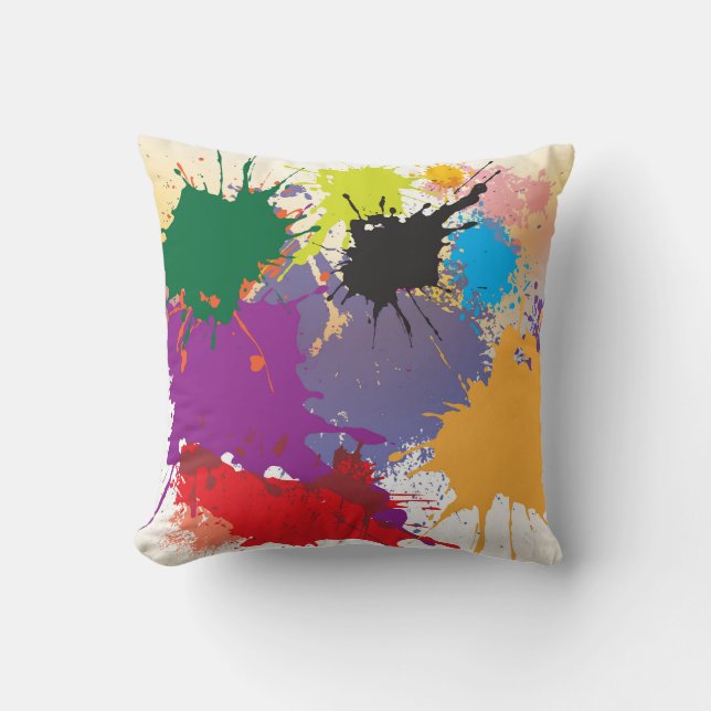 Abstracte meerkleurige afbeelding met verf kussen (Voorkant)