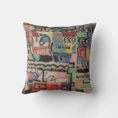 Abstracte meerkleurige collage kussen (Achterkant)