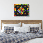 Abstracte, meerkleurige Floral Art (20 x 16) Canvas Afdruk (Insitu (Slaapkamer))