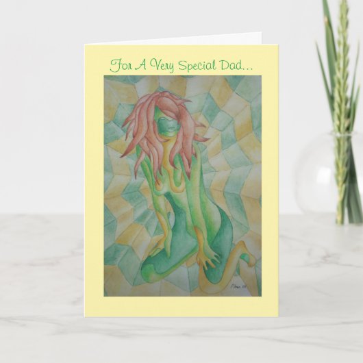 abstracte meerkleurige groenvormende dame retro kaart (Voorkant)