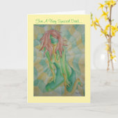 abstracte meerkleurige groenvormende dame retro kaart (Gele Bloem)