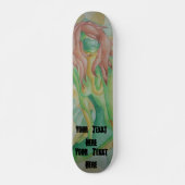 abstracte meerkleurige groenvormende dame retro skateboard (Voorkant)