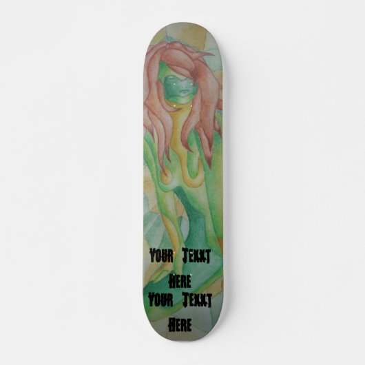 abstracte meerkleurige groenvormende dame retro skateboard (Voorkant)
