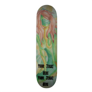 abstracte meerkleurige groenvormende dame retro skateboard
