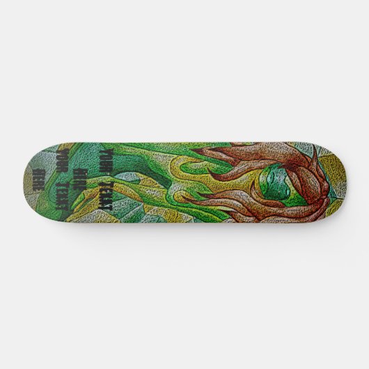 abstracte meerkleurige groenvormende dame retro skateboard (Horizontaal)