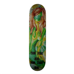abstracte meerkleurige groenvormende dame retro skateboard