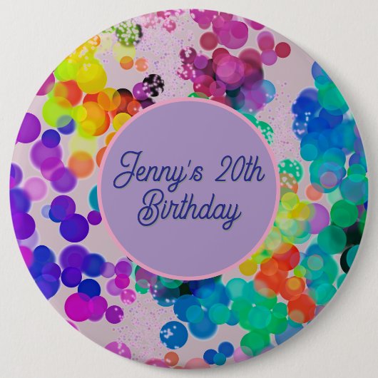 Abstracte meerkleurige Happy Birthday Bokeh Ronde Button 6,0 Cm (Voorkant)