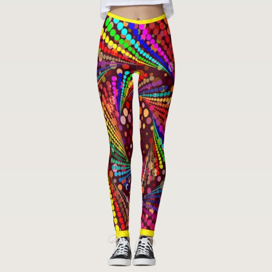 Abstracte meerkleurige met gele Leggings (Voorkant)