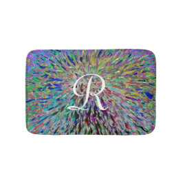 Abstracte meerkleurige monogrammen met platte plaa badmat