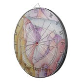 abstracte meerkleurige roze pooiemdame retro dartbord (Voorkant Rechts)