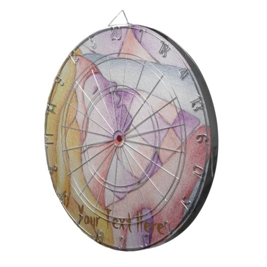 abstracte meerkleurige roze pooiemdame retro dartbord (Voorkant Rechts)