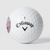 abstracte meerkleurige roze pooiemdame retro golfballen (Logo)
