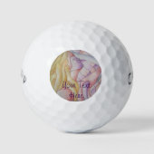 abstracte meerkleurige roze pooiemdame retro golfballen (Voorkant)