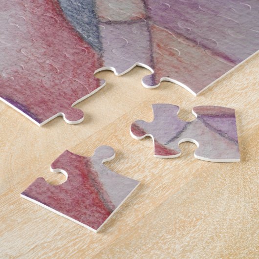 abstracte meerkleurige roze pooiemdame retro legpuzzel (Zijkant)