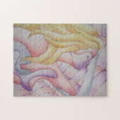 abstracte meerkleurige roze pooiemdame retro legpuzzel (Horizontaal)