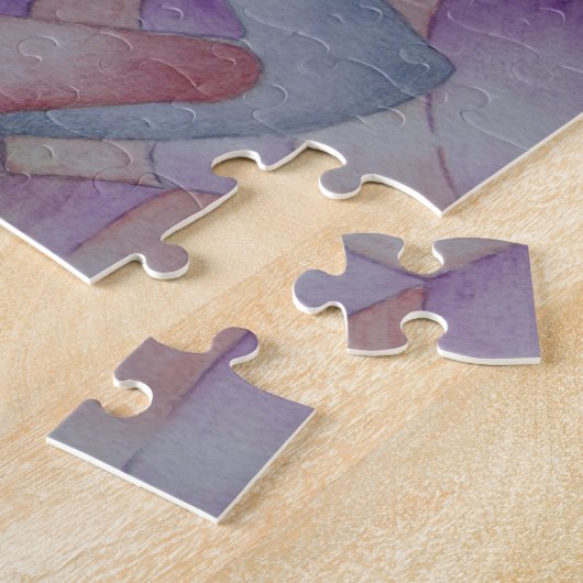 abstracte meerkleurige roze pooiemdame retro legpuzzel (Zijkant)