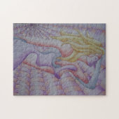 abstracte meerkleurige roze pooiemdame retro legpuzzel (Horizontaal)