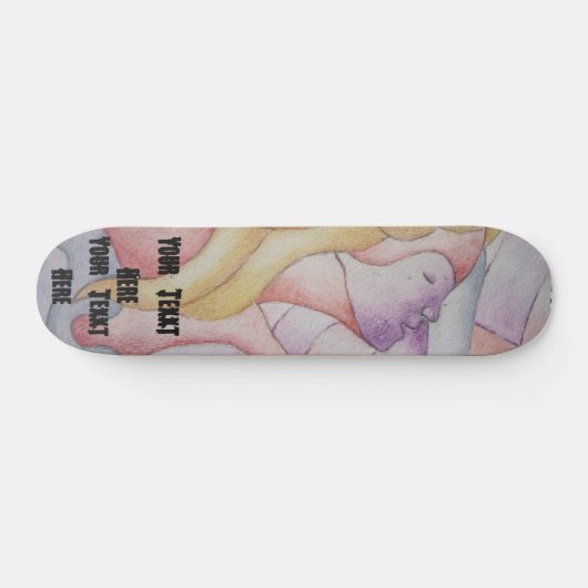 abstracte meerkleurige roze pooiemdame retro persoonlijk skateboard (Horizontaal)