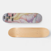 abstracte meerkleurige roze pooiemdame retro persoonlijk skateboard (Horizontaal)