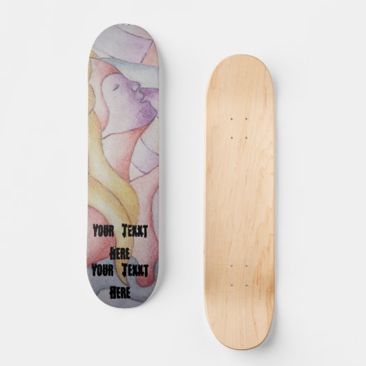abstracte meerkleurige roze pooiemdame retro persoonlijk skateboard (Voorkant)