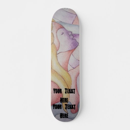 abstracte meerkleurige roze pooiemdame retro persoonlijk skateboard (Voorkant)