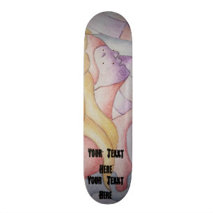 abstracte meerkleurige roze pooiemdame retro persoonlijk skateboard
